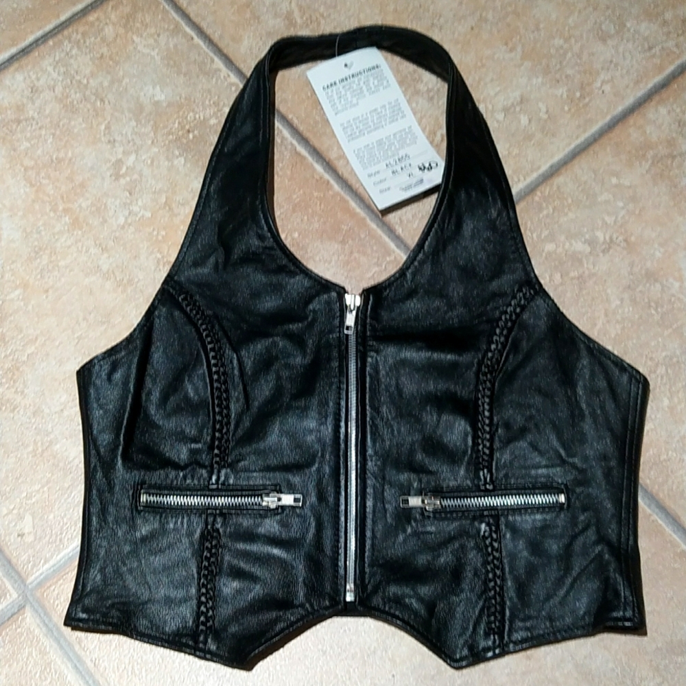 Leather halter top